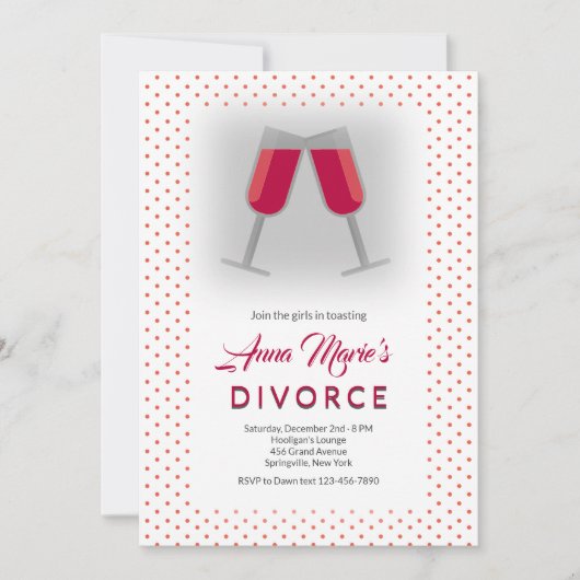 Divorce Toast Invitation Kaart (Voorkant)
