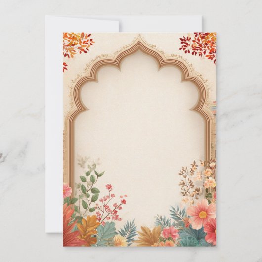 Diwali Beige Bloemboog Lamp Diya's Groet Kaart (Achterkant)