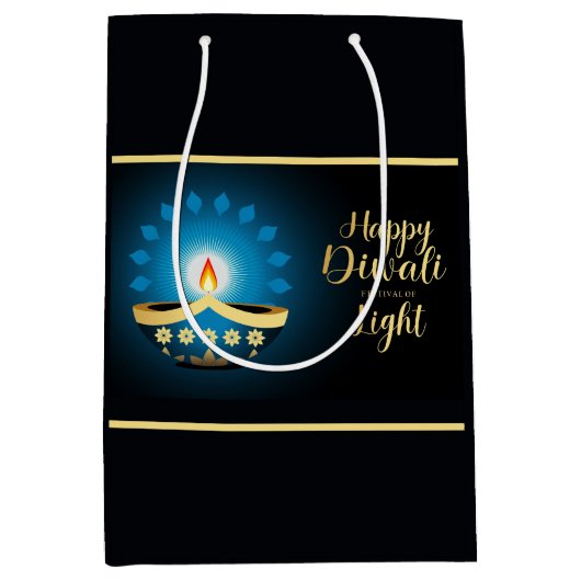 Diwali Blue Candle Medium Cadeauzakje (Voorkant)