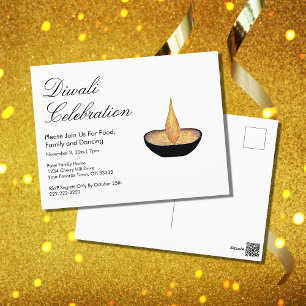 Diwali Celebration Diya Flame Elegant Feestdagenkaart