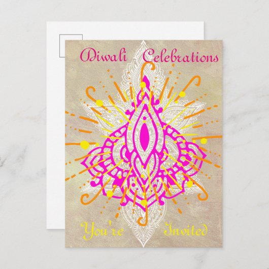 Diwali Celebrations Briefkaart Uitnodiging (Voorkant / Achterkant)