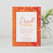 Diwali Colorful Bright Oranje Party Invitation Kaart (Staand voorkant)