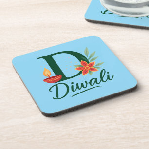 Diwali "D" Monogram Diya Onderzetters (Set van 6)
