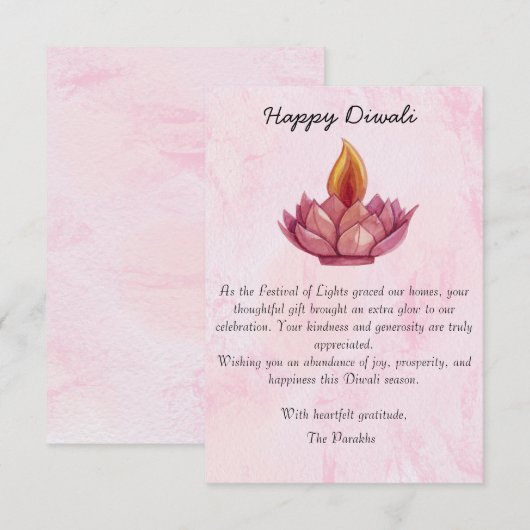 Diwali Dank je kaart (Voorkant / Achterkant)