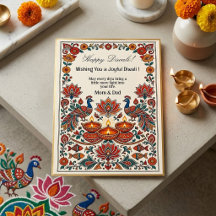 Diwali Deepak Pauw Florale Motieven Licht Festival