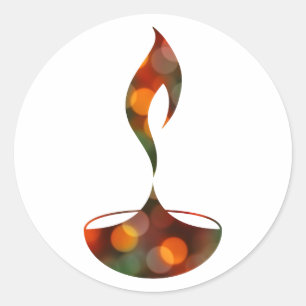 diwali diya bokeh candle ronde sticker