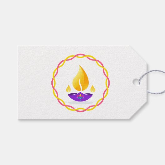 Diwali Diya Cadeaulabel (Voorkant (Horizontaal))