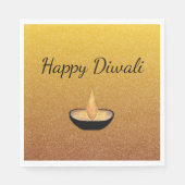 Diwali Diya Flame Lamp Elegant Glitter Gold Servet (Voorkant)