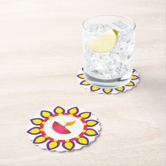 Diwali Diya Kartonnen Onderzetters (Insitu)