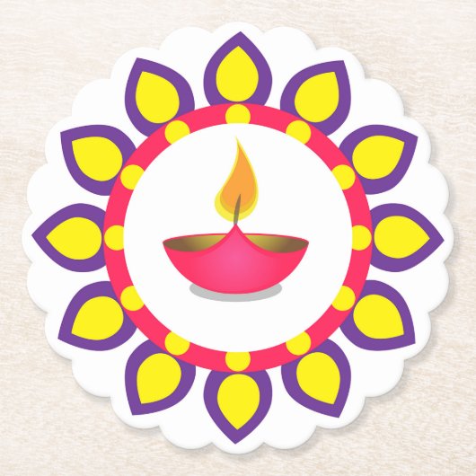 Diwali Diya Kartonnen Onderzetters (Voorkant)