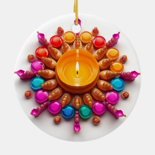 Diwali Diya Keramisch Ornament (Achterkant)