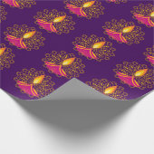 Diwali Diya Lamp Paarse geel Elegant Cadeaupapier (Hoek)
