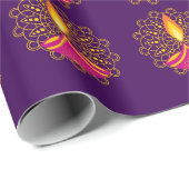 Diwali Diya Lamp Paarse geel Elegant Cadeaupapier (Rol Hoek)