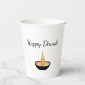 Diwali Diya Lamp Vlam Elegante Gouden Glitter Papieren Bekers (Achterkant)