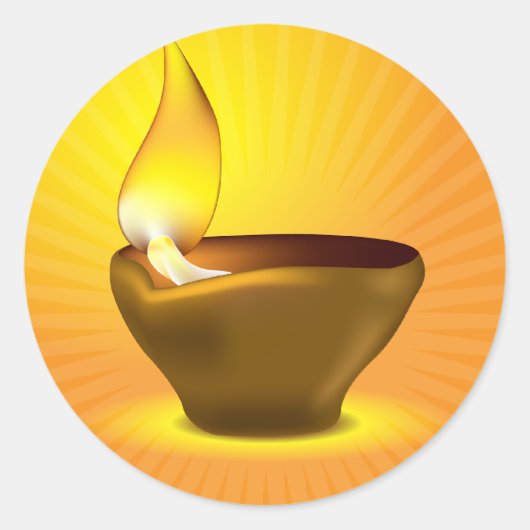 Diwali Diya - Oil lamp for dipawali celebration Ronde Sticker (Voorkant)