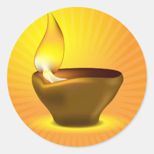 Diwali Diya - Olielamp voor de viering van dipawal Ronde Sticker