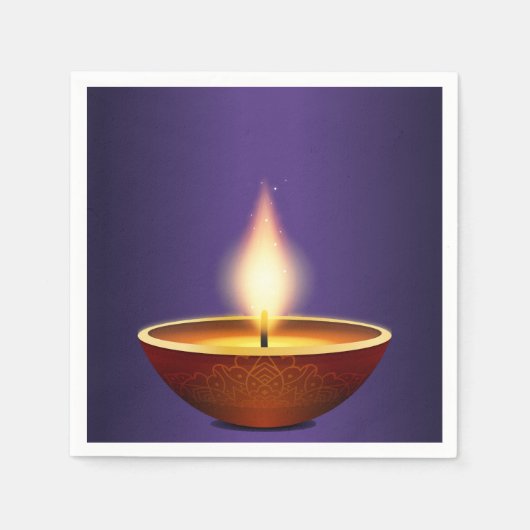 Diwali Diya Paarse achtergrond Servet (Voorkant)