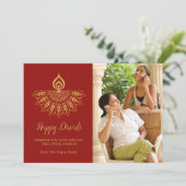 Diwali Diya Photo Wenskaart - Aangepaste kleur Kaart (Staand voorkant)