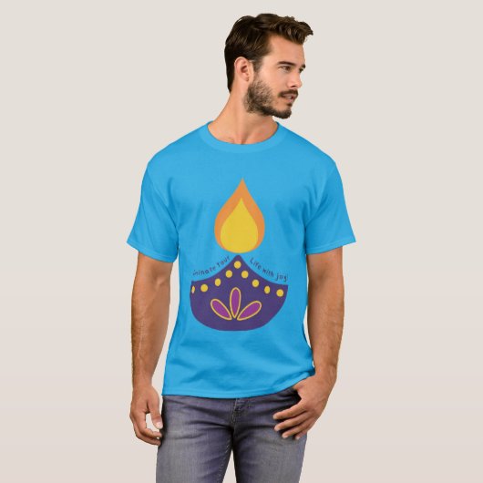 Diwali Diya T-shirt - Vier het festival van Li (Voorkant volledig)