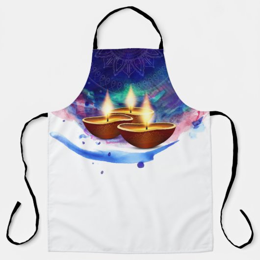 Diwali Diyas Blue Paint Wash Schort (Voorkant)