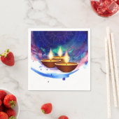 Diwali Diyas Blue Paint Wash Servet (Insitu)