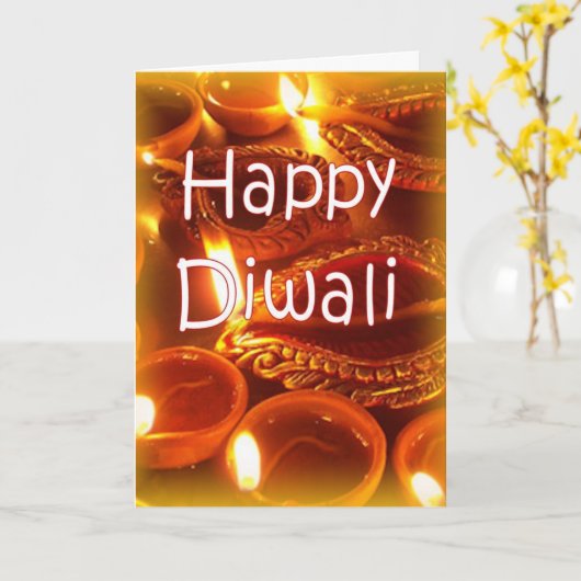 Diwali diyas card kaart (Gele Bloem)