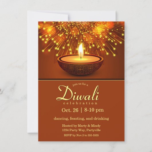 Diwali Diyas en Vuurwerk Kaart (Voorkant)