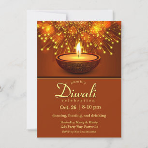 Diwali Diyas en Vuurwerk Kaart