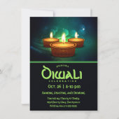 Diwali Diya's met Blauwe en Teal Kaart (Voorkant)