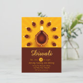 Diwali Diyas met gele zonnestralen Kaart (Staand voorkant)