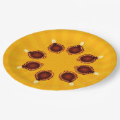 Diwali Diyas met gele zonnestralen Papieren Bordje (Gekanteld)