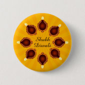 Diwali Diyas met gele zonnestralen Ronde Button 5,7 Cm (Voorkant)