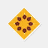 Diwali Diyas met gele zonnestralen Servet (Hoek)