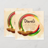 Diwali Diyas Waterverf Circle Kaart (Voorkant / Achterkant)