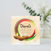 Diwali Diyas Waterverf Circle Kaart (Staand voorkant)