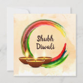 Diwali Diyas Waterverf Circle Kaart (Achterkant)