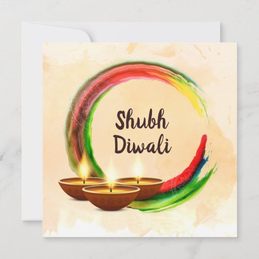 Diwali Diyas Waterverf Circle Kaart (Achterkant)