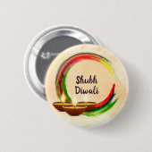 Diwali Diyas Waterverf Rainbow Circle Ronde Button 5,7 Cm (Voorkant /achterkant)