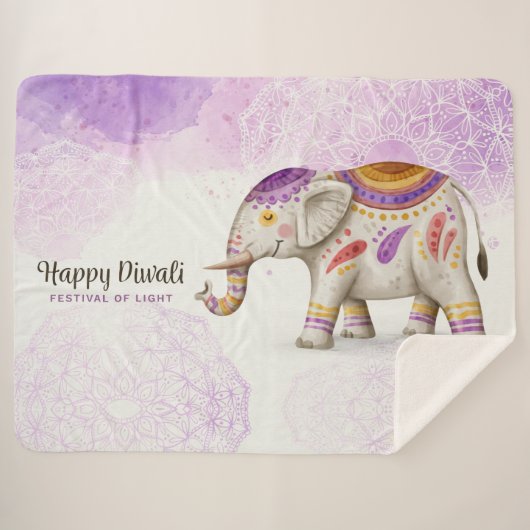 Diwali Elephant Sherpa Deken (Voorkant (horizontaal))