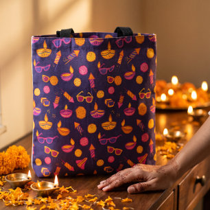 Diwali-feest Cute Handgetekend Favor Geschenk Tote Bag
