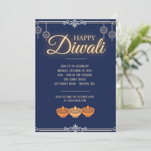 Diwali Feest Kaart (Staand voorkant)