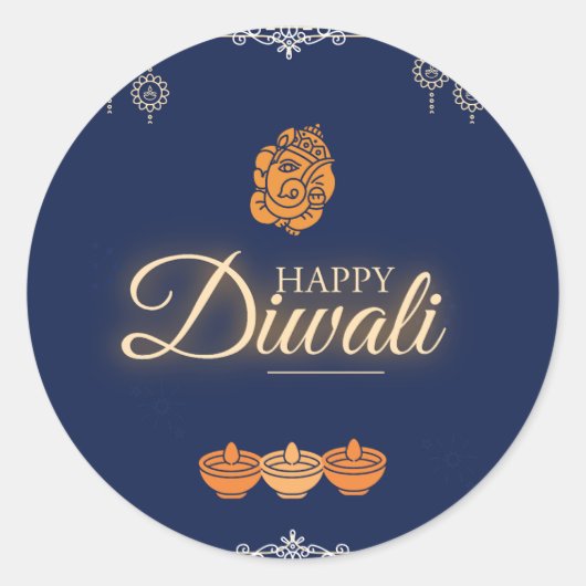 Diwali Feest Ronde Sticker (Voorkant)