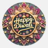 Diwali feesten ronde sticker (Voorkant)