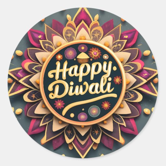 Diwali feesten ronde sticker (Voorkant)