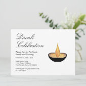 Diwali-feestroze glitter diya-vlam kaart (Staand voorkant)