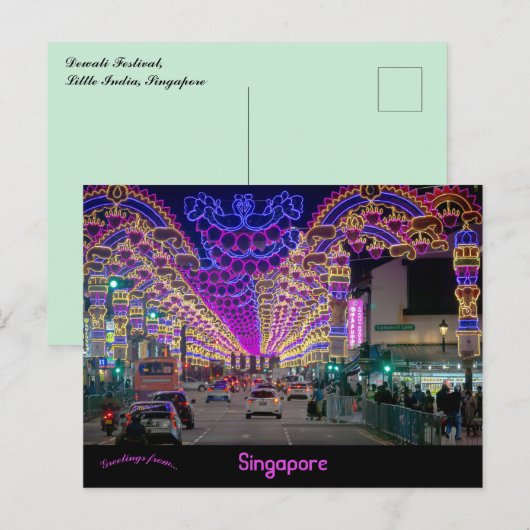 Diwali Festival Little India Singapore Briefkaart (Voorkant / Achterkant)
