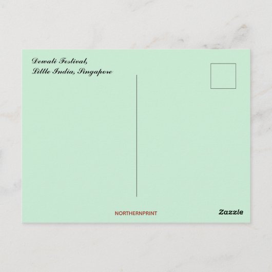 Diwali Festival Little India Singapore Briefkaart (Achterkant)