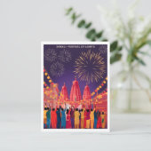 Diwali Festival van het Licht Vintage Briefkaart (Staand voorkant)