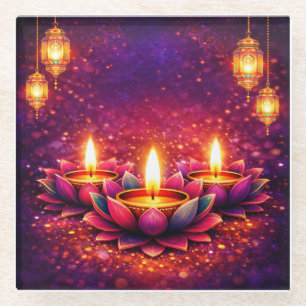 Diwali-festival vieren, glazen onderzetter