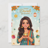 Diwali-festival viering feestdagenkaart (Achterkant)